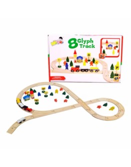 Детски дървен влак с релси 48 части